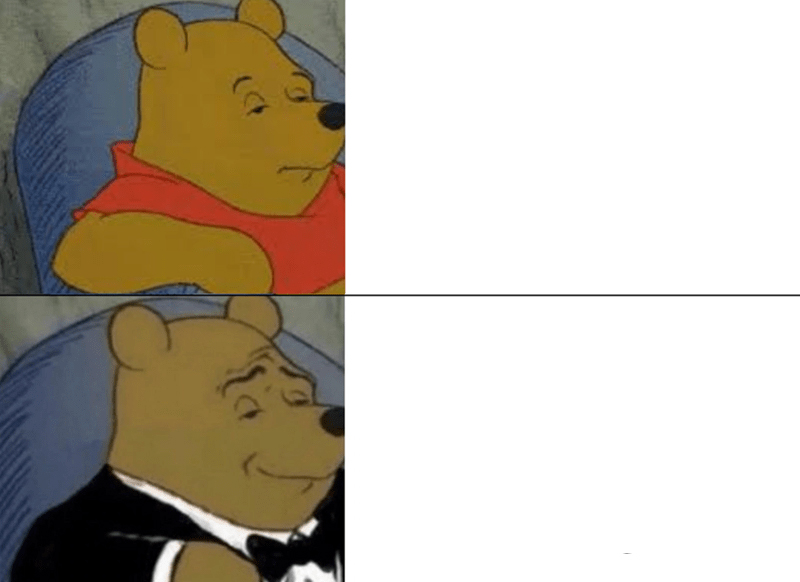 Tuxedo Winnie The Pooh meme about Mini Katana